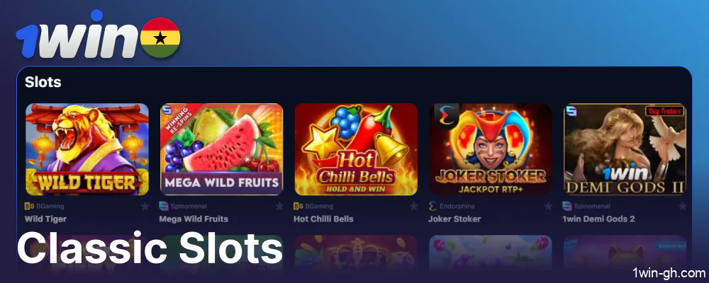 Classic slots available on 1win Ghana
